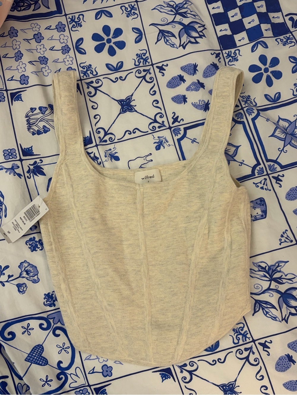 Aritzia Cream Knit Corset-Neck Tank Top
